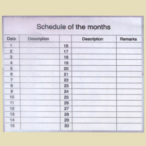 whiteboard with date planner for job schedule